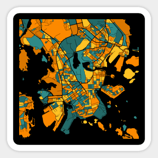 Helsinki Map Pattern in Orange & Teal Sticker